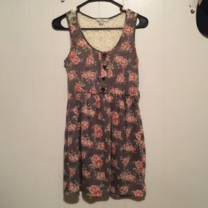 Papaya floral dress with buttons and lace, medium